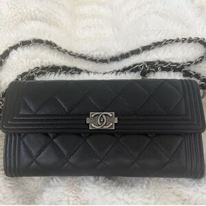 Authentic CHANEL Boy Long Flap Wallet On Chain WOC bag